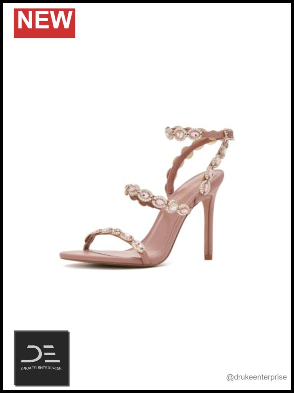 Steve Madden Heeled Sandals Stiletto Round Toe Jewel Embellished Ankle Strap